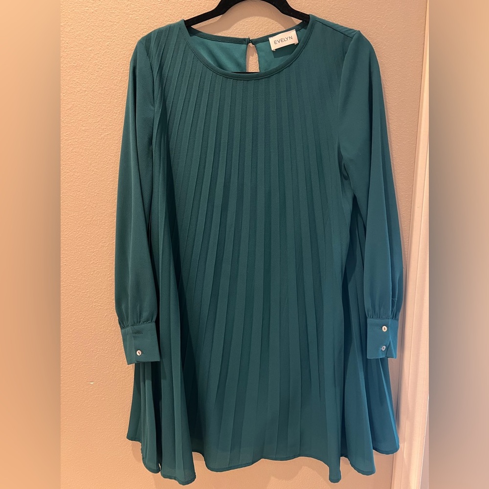 Pleated chiffon dress.